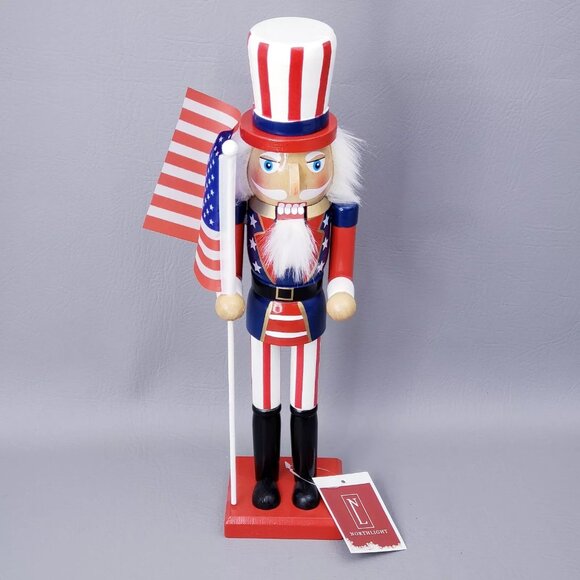 PATRIOTIC July 4th NUTCRACKER UNCLE SAM Top Hat Flag Red White Blue - Picture 16 of 16